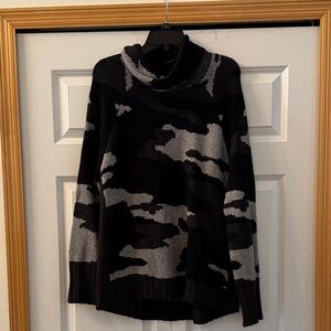 Black and Gray Camouflage Slouchy Women's Sweater